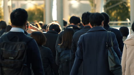 Slow-motion-of-unrecognized-crowd-of-people-walking-in-the-street