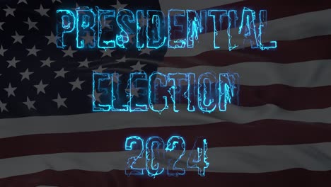 Footage-features-a-text-that-says-Presidential-election-2024-in-an-electrical-animated-way-with-an-dim-American-flag-in-the-background-waving