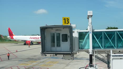 Avianca-Airplane-Parking-Next-To-Dock-13-at-Ernesto-Cortissoz-Airport