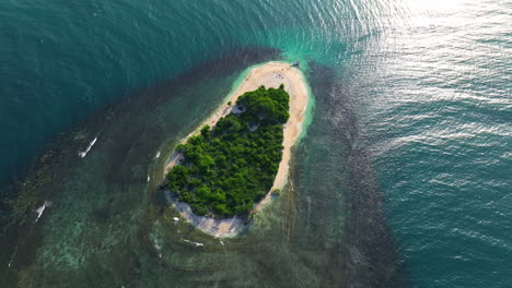 Island-In-Caribbean-Sea,-Morrocoy-National-Park,-Venezuela---Aerial-Top-Down