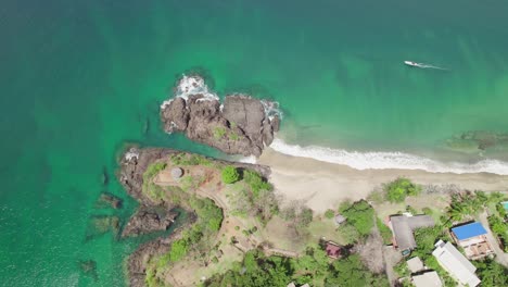 Incredible-aerial-perspective-of-Tobago's-white-sandy-beaches-and-crystal-clear-ocean-in-the-Caribbean-at-Fort-Bennett