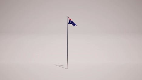 Australien-Flagge-Auf-Einem-Metallmast,-Der-Auf-Weißem-Hintergrund-Weht,-3D-Animation