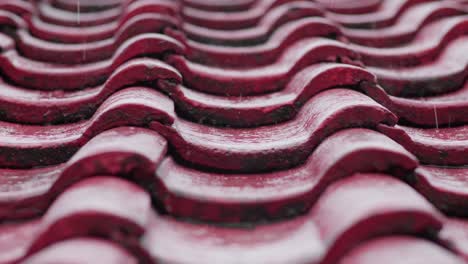 Wet-Old-Red-Brick-Roof-Tiles-Of-Historic-House-On-A-Rainy-Day