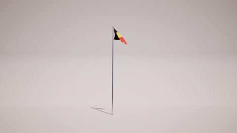 Bandera-De-Bélgica-Ondeando-Sobre-Un-Mástil-De-Metal-Sobre-Fondo-Blanco,-Animación-3D