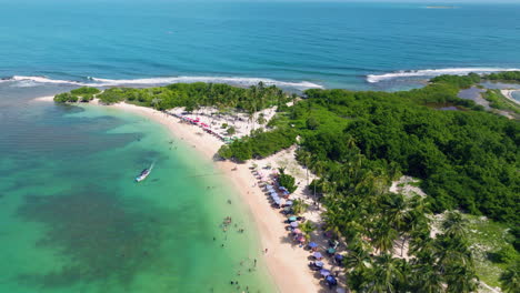 Aerial-View-Of-Cayo-Sal-Island-In-Morrocoy-National-Park-In-Venezuela-At-Daytime---Drone-Shot