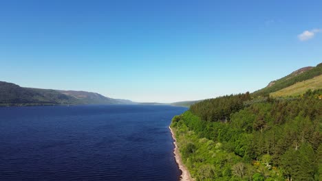 Flying-over-lake-Loch-Ness-in-Scotland