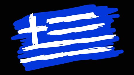 Animated-self-drawing-Greek-flag-line-art,-with-lines-forming-the-flag-outline-against-a-black-background