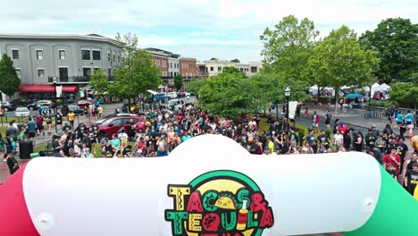 Tacos-And-Tequila-5K-Race-In-Suwanee,-Georgia,-USA---Aerial-Drone-Shot