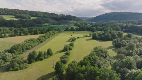 Czech-landscape-full-of-forests,-fields,-meadows-and-hills