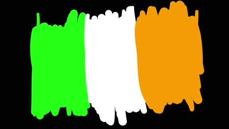 Animated-self-drawing-Irish-flag-line-art,-with-lines-forming-the-flag-outline-against-a-black-background