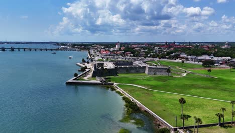 Wide-rotating-drone-shot-of-Castillo-de-San-Marcos