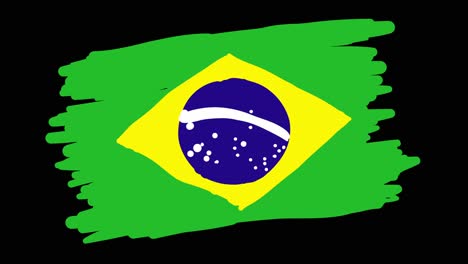 Animierte,-Selbstzeichnende-Strichzeichnung-Der-Brasilianischen-Flagge,-Mit-Linien,-Die-Den-Umriss-Der-Flagge-Vor-Einem-Schwarzen-Hintergrund-Bilden