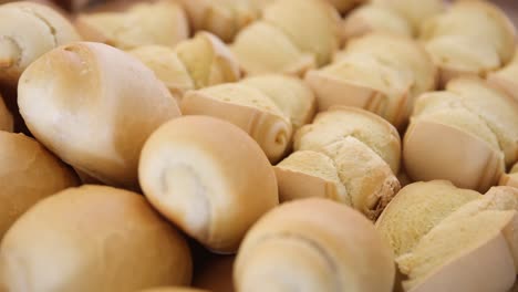 Close-Up-Shot-Of-Bread-Rolls,-Freshly-Baked-In-A-Bakery