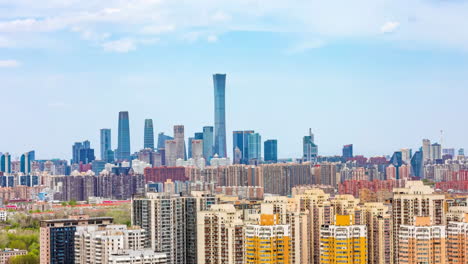 Real-time-video-residential-area-buildings-morning-sun-shining-on-the-densely-packed-skyline-skyscrapers-landmark