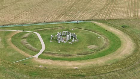 Stonehenge-mysterious-prehistoric-architectonic-structure-of-enormous-stones-aerial-view