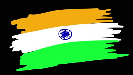 Animated-self-drawing-Indian-flag-line-art,-with-lines-forming-the-flag-outline-against-a-black-background