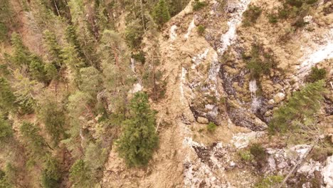 Aerial-view-of-the-Almbachklamm-waterfall-in-Garmisch-Partenkirche-during-summer-showcases-the-vibrant-display-of-colorful-foliage