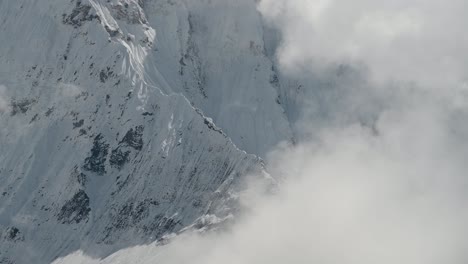 Himalayas-Winter-Mountains-Timelapse-in-Nepal,-Snowy-Snowcapped-Himalaya-Mountain-Scenery-Time-Lapse-with-Snow-in-Dramatic-Annapurna-Mountains-Landscape,-Nepal-Himalayas-Timelapse