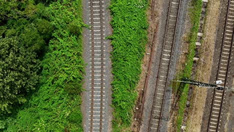 Aerial-drone-footage-of-railroad-tracks-across-Germany