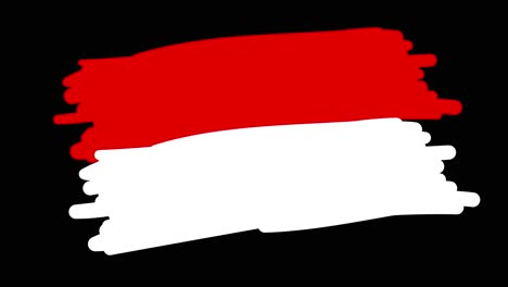 Animierte,-Selbstzeichnende-Strichzeichnung-Der-Indonesischen-Flagge,-Mit-Linien,-Die-Den-Umriss-Der-Flagge-Vor-Einem-Schwarzen-Hintergrund-Bilden