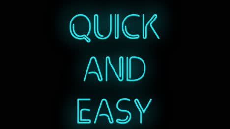 Flashing-QUICK-and-EASY-teal-blue-neon-color-sign-on-black-background-on-and-off-with-flicker