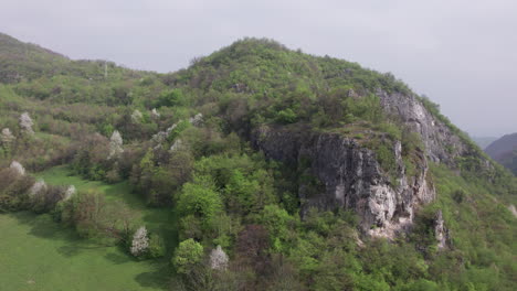 Vista-Aérea-De-Una-Montaña-Cubierta-De-Un-Hermoso-Bosque.