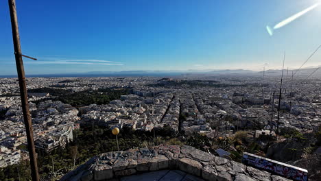 View-of-Lycabettus-cityscape-from-a-viewpoint-during-daytime-in-Athens,-Greece