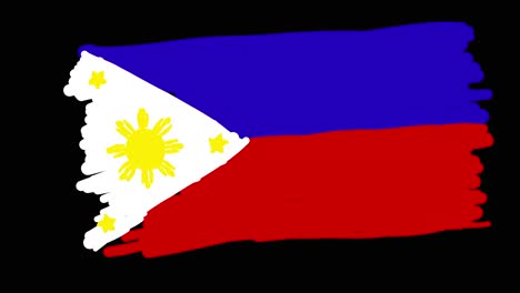 Animated-self-drawing-Philippines-flag-in-line-art,-with-lines-forming-the-flag-outline-against-a-black-background