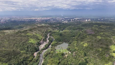 Cali-in-the-distance,-aerial-perspective