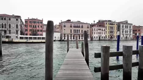 Motorboats-sailing-across-grand-canal-Architecture-and-landmarks-of-Venice