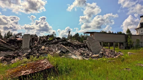 View-of-building-ruins-near-Irbene-radio-telescope-in-Latvia-on-a-clear-day