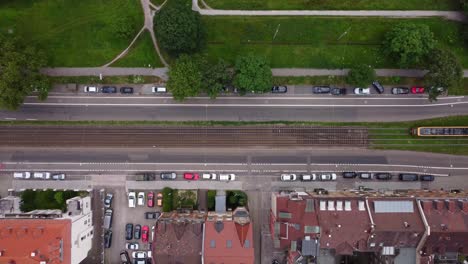 Imágenes-Aéreas-Tomadas-Con-Drones-Del-Paisaje-Urbano-De-Karlsruhe,-Alemania