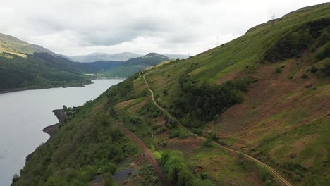 Aerial-drone-shot-over-picturesque-Scottish-valley