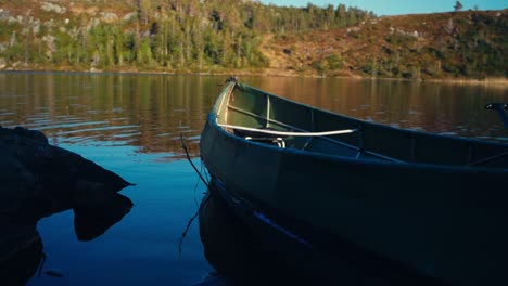 Fishing-Boat-On-The-River-In-Indre-Fosen,-Norway---Close-Up