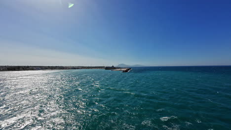 Slow-motion-shot-of-vacant-Port-of-Zakynthos-on-a-sunny-afternoon-in-Greece