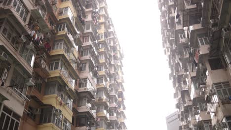 Old-Dense-Apartment-Buildings-In-Residential-Neighborhood-In-Hong-Kong-City,-Urban-Living