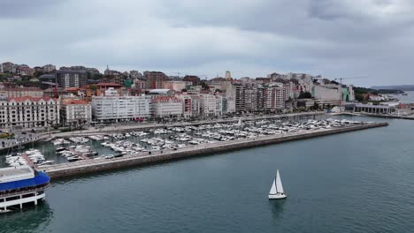 Puerto-Chico-Santander-Marina-Santander-Stadt-Spanien-Drohne,-Luft