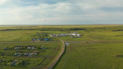 Village-Houses-Near-Industrial-Area-On-Steppes-Of-Kazakhstan