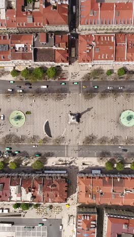 City-Center-of-Lisbon-Portugal-Aerial-View-Vertical-Video