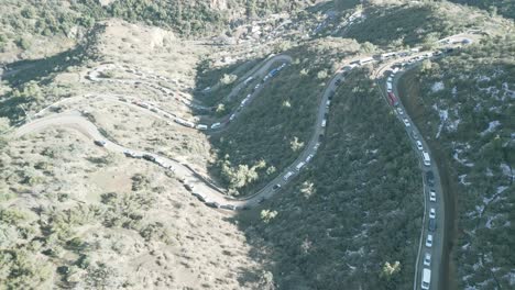 Road-to-Farellones,-a-winding-route-in-the-country-of-Chile