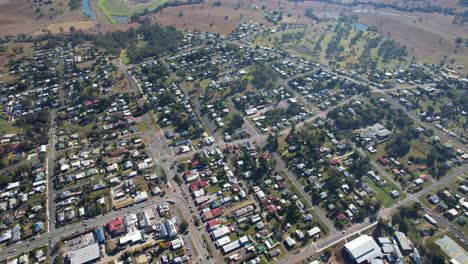 Kilcoy-Town-In-Somerset-Region,-Queensland,-Australia---Aerial-Drone-Shot