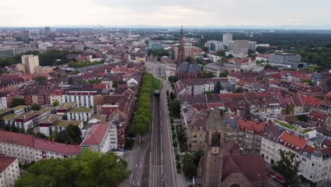 Drone-aerial-footage-of-Karlsruhe-CItyscape-in-Germany