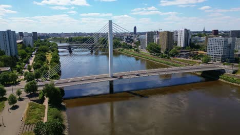 Modern-Pont-Eric-Tabarly-bridge-on-Loire-River,-Nantes-riverside,-France