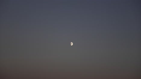 Half-quarter-moon-celestial-object-still-stable-shot,-empty-clear-sky,-astrology