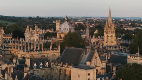 Ascending-circling-shot-of-Bodleian-Library-in-Oxford-at-sunset