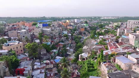 Aerial-view-of-Capotillo-neighborhood-in-Santo-Domingo,-Dominican-Republic