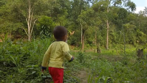 Child-running-in-wild-forest