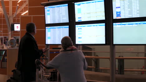 Motion-of-people-checking-flight-time-schedule-iside-YVR-aiport-with-4k-resolution