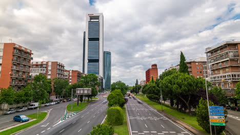 Hiperlapso-De-Tráfico-En-El-Paseo-De-La-Castellana-Y-Las-Cuatro-Torres