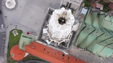 Earthquake-in-Zagreb,-during-COVID19-Corona-Virus---Aerial-footage